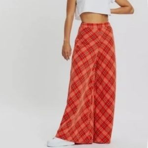 Free People "Wonderland" plaid wide leg pants size medium